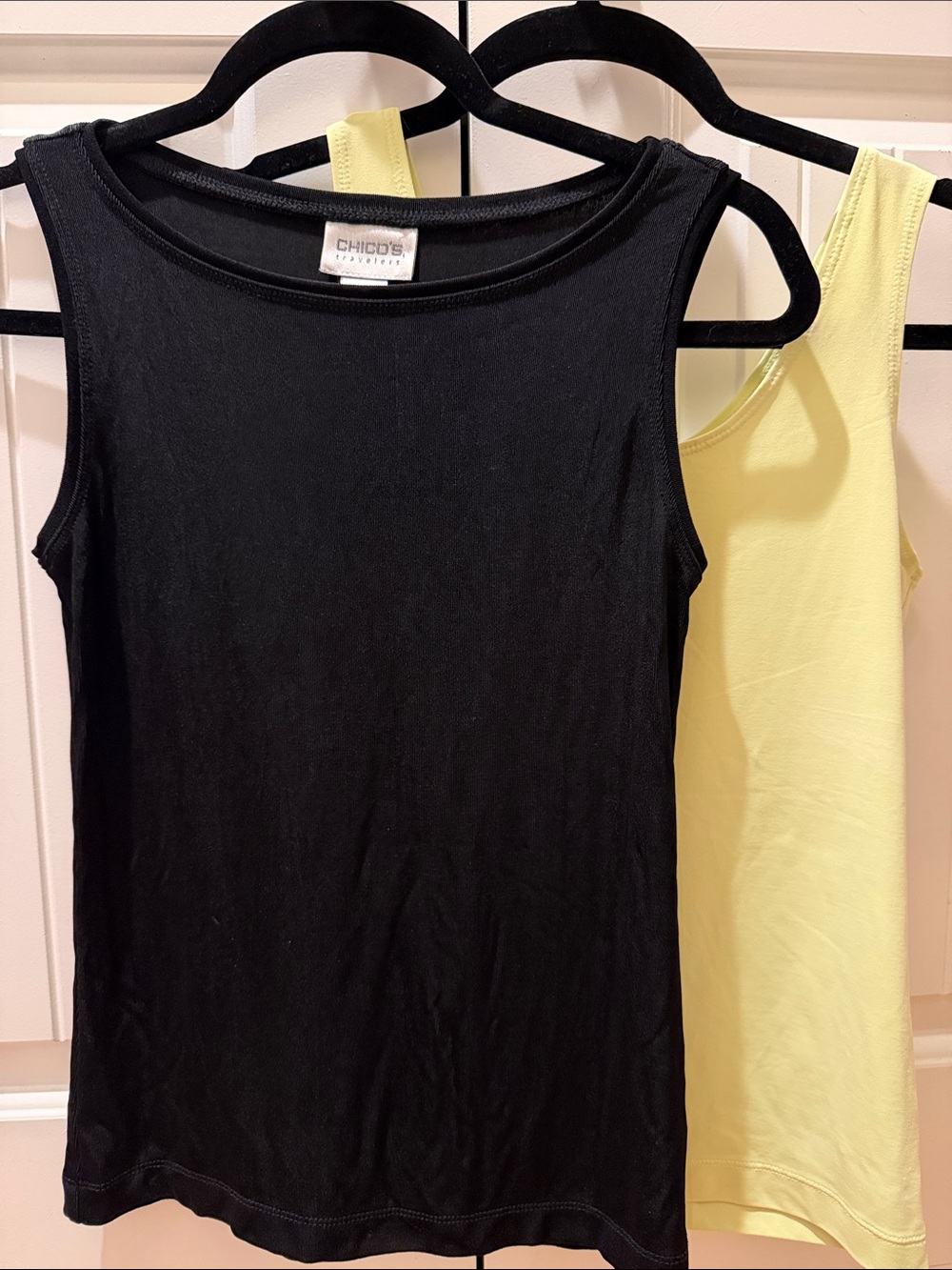Chico's Women's Tank Tops - Black (Travelers) & Light Lime Green Duo